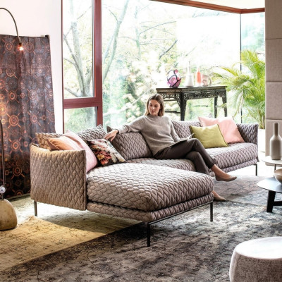 Sofá esquinero en forma de L Conjunto de sofás Diseño de salón moderno Nuevo sofá de tela