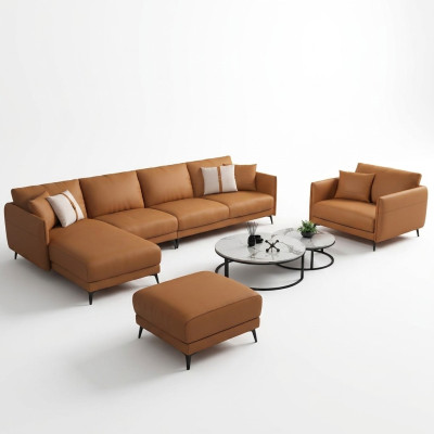 Sofá esquinero + sillón de cuero Sofá seccional conjunto de muebles de diseño moderno.