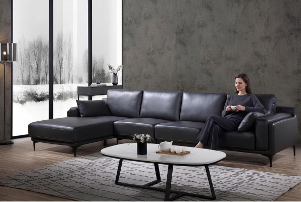 Diseño de sofá Sofá en forma de L Sofá de cuero Sofá de esquina Conjunto de sala de estar Sofás modernos