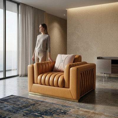 Sillón Diseño Sofá Relax Cuero Salón de lujo Club de televisión Asiento Acolchado