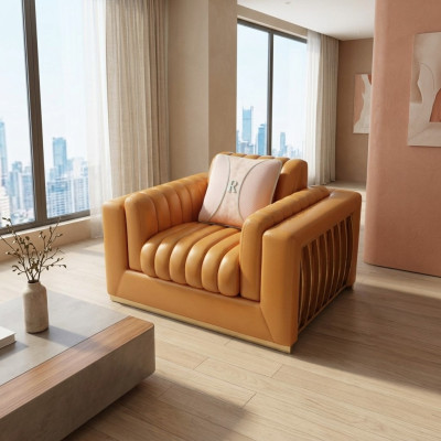 Sillón Diseño Sofá Relax Cuero Salón de lujo Club de televisión Asiento Acolchado