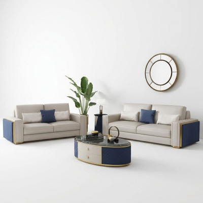 Grupo de sofás 3+2+1 Set Mesa de centro Sofá de diseño Sofás Sofá de cuero Sofá de salón