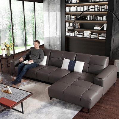 Diseño de sofá esquinero en forma de L moderno Sofás Sofá de cuero Sofá Asiento Paisaje de vida