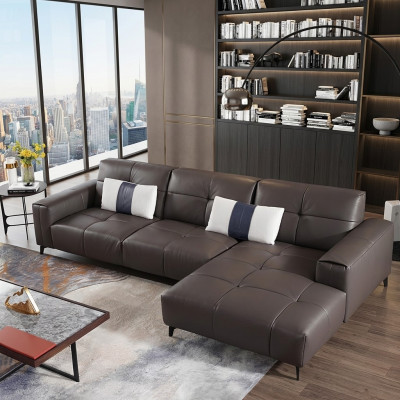 Diseño de sofá esquinero en forma de L moderno Sofás Sofá de cuero Sofá Asiento Paisaje de vida