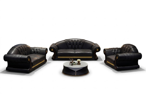 Sofá conjunto de 3+2+1 plazas conjunto de sofás de cuero para sala de estar.