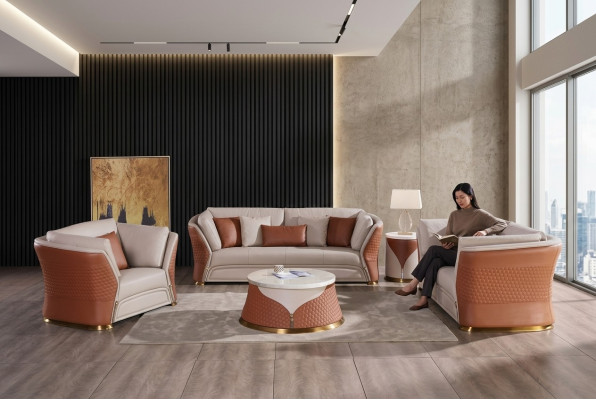 Muebles de salón Sofás Sofá Acolchado Sofá de 3 plazas Conjunto de sofás Sofá de cuero moderno nuevo