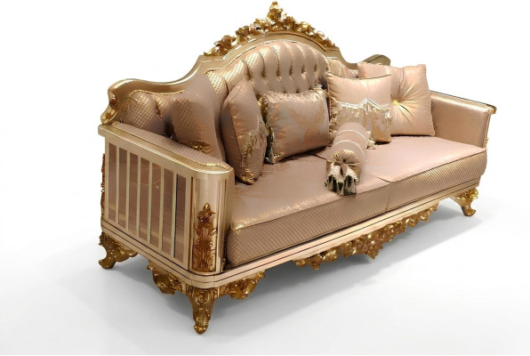 Sofá de 3 plazas de tela, conjunto completo de sofá y sillón de madera Chesterfield.
