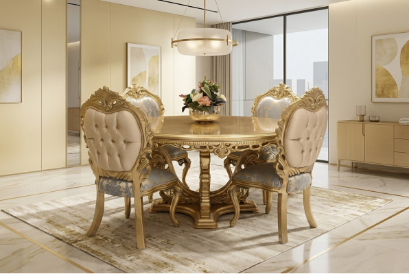 Mesa de comedor con conjunto de 4 sillas, conjunto de mesa redonda de sillas de madera de diseñador para comedor, nuevo.