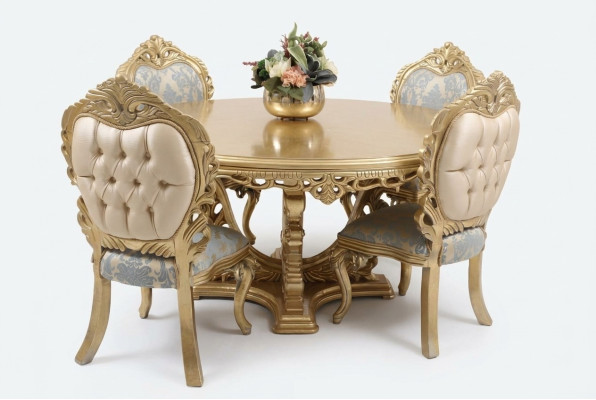 Mesa de comedor con conjunto de 4 sillas, conjunto de mesa redonda de sillas de madera de diseñador para comedor, nuevo.