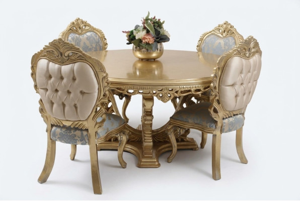 Mesa de comedor de lujo redonda Diseño de mesa mesas de comedor clásicas muebles dorados nuevos
