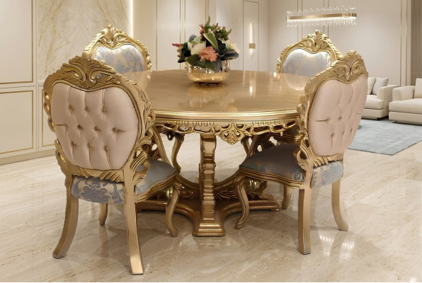 Conjunto de 6 sillas de comedor de diseñador de estilo antiguo de madera de lujo, nuevo.