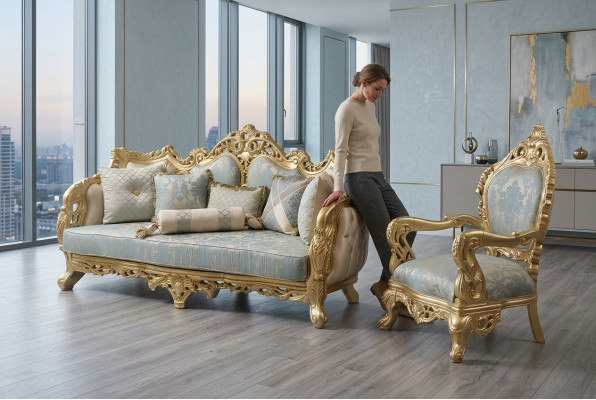 Conjunto de sofás clásico 3+3+1 plazas Chesterfield Sillón relax Muebles Sofá Nuevo
