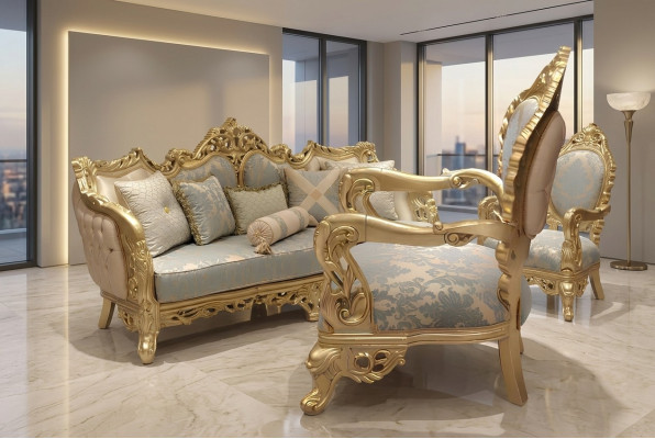 Conjunto de sofás clásico 3+3+1 plazas Chesterfield Sillón relax Muebles Sofá Nuevo