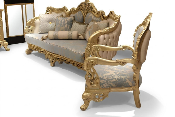 Sofá 3+3 asientos Chesterfield 2x Sofá clásico Sillón relax 2 piezas muebles