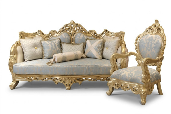 Sofá Chesterfield 3 plazas tapizado clásico de tela y madera nuevo.