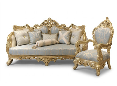 Sofá Chesterfield 3 plazas tapizado clásico de tela y madera nuevo.