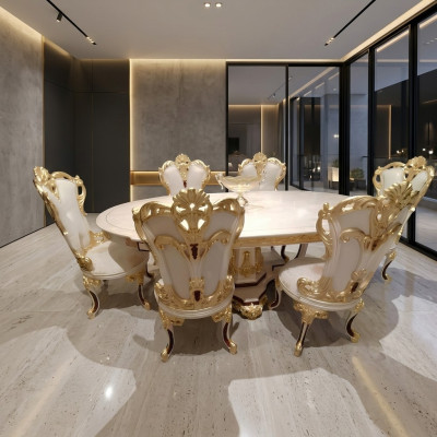 Conjunto de sillas de comedor 6x sillas Grupo de muebles de lujo Sillones SofásetId de asientos