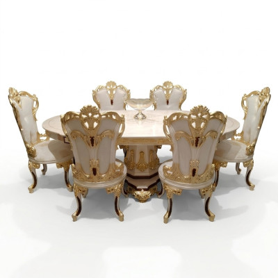 Conjunto de sillas de comedor 6x sillas Grupo de muebles de lujo Sillones SofásetId de asientos