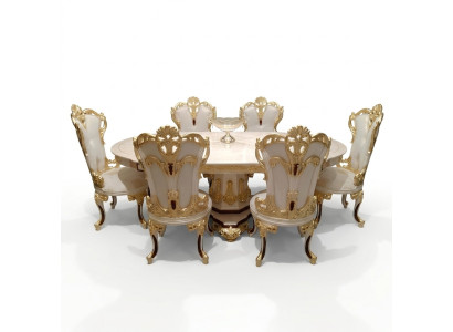 Conjunto de sillas de comedor 6x sillas Grupo de muebles de lujo Sillones SofásetId de asientos