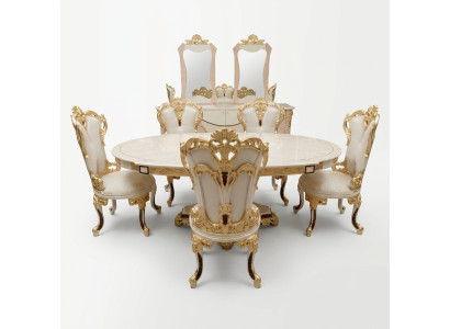 Juego de comedor 6 sillas Grupo de comedor de madera Silla tapizada Silla de lujo Tela Nueva