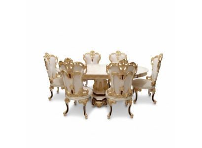 Juego de comedor de lujo Mesa de comedor 4 sillas Silla de madera Textil Conjunto de comedor Nuevo