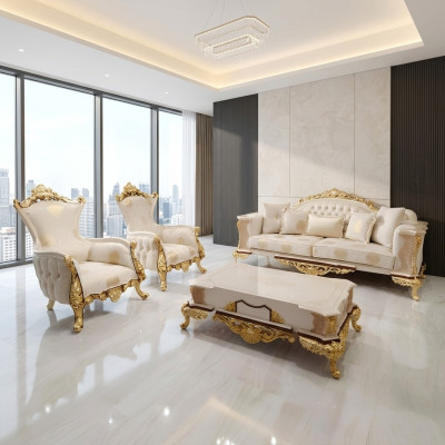 Conjunto de sofá 3-3-1 asientos sofá sala de estar conjunto de sillones Chesterfield tela nuevo