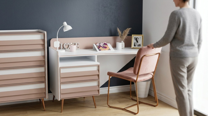 Escritorio moderno de madera para jóvenes y niños en el diseño de muebles nuevos.