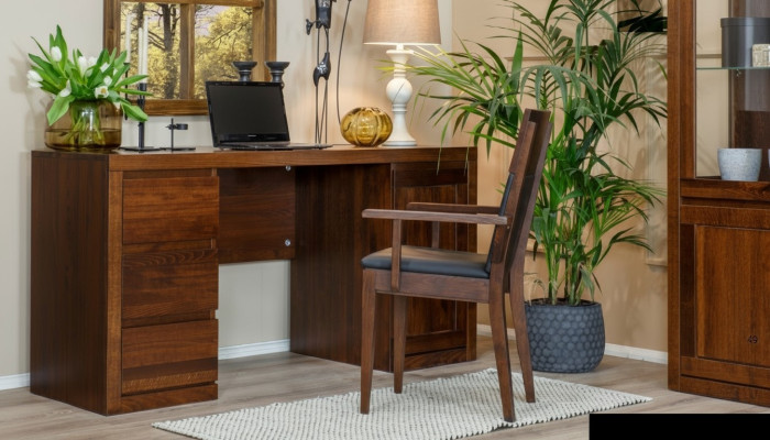 Muebles de oficina de conjunto de madera maciza de roble, mesa + silla.