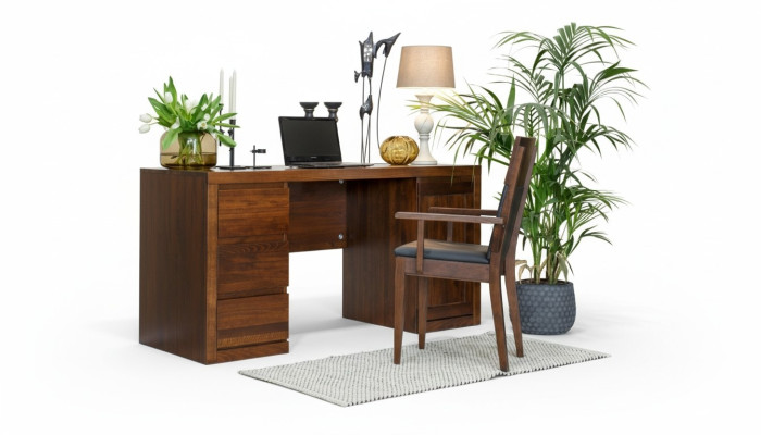 Muebles de oficina de conjunto de madera maciza de roble, mesa + silla.