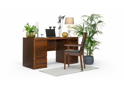 Muebles de oficina de conjunto de madera maciza de roble, mesa + silla.