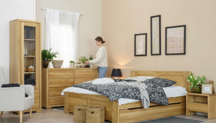 Dormitorio Cama de madera Cama de madera real Camas Hotel 180x200 cm Estilo Muebles macizos