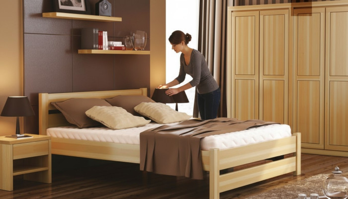 Juego de dormitorio completo de 5 piezas. Cama Mesitas de noche reales Muebles de madera maciza nuevos.