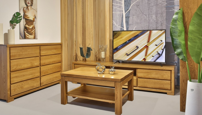Juego de muebles de madera para sala de estar: cómoda maciza, aparador, mesa de centro, conjunto de 3 piezas nuevo.