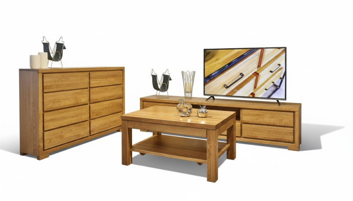 Juego de muebles de madera para sala de estar: cómoda maciza, aparador, mesa de centro, conjunto de 3 piezas nuevo.
