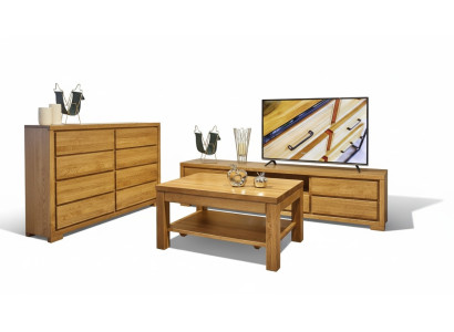 Juego de muebles de madera para sala de estar: cómoda maciza, aparador, mesa de centro, conjunto de 3 piezas nuevo.