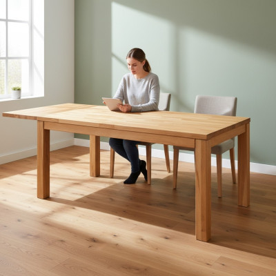 Mesa Mesa de comedor Muebles masivos Comedor 160x90cm Madera real Madera maciza Nuevo Mesas