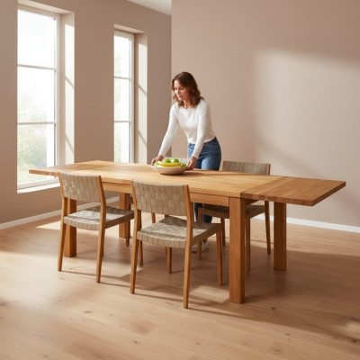 Comedor Mesa de comedor Mesas macizas Mesa de 140x90cm en madera real Madera maciza Nuevos muebles