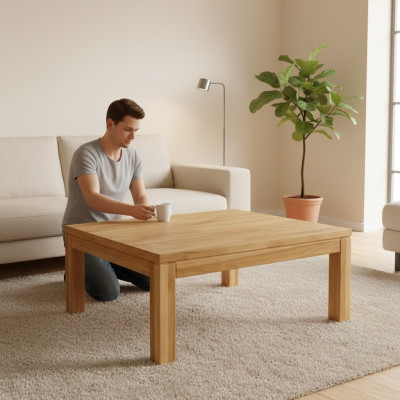 Mesa auxiliar Mesa de centro Madera real Muebles macizos Roble 100x70 cm Nuevo Mesas
