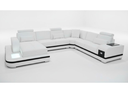 Sofá de diseño de cuero Sofá moderno tapizado de cuero Sofá esquinero Textil Sala de estar