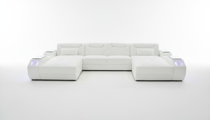 Sofá de esquina de cuero, sofá en forma de U, sofá moderno, sofá de esquina, diseño suave de la sala de estar.