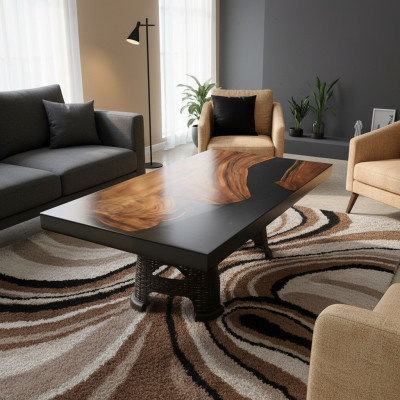 Mesa de centro River Table maciza 100x60 mesas de río madera real