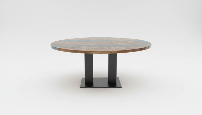 Mesa redonda de comedor River Table madera real Mesa de río 150 cm Mesas Resina epoxi