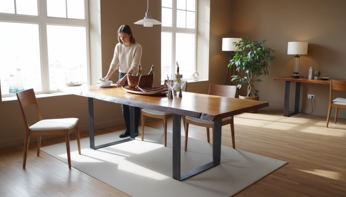 Mesa contemporánea Mesa de comedor Mesa de cocina contemporánea hecha a mano.