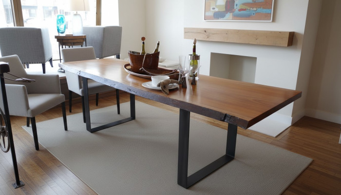 Mesa contemporánea Mesa de comedor Mesa de cocina contemporánea hecha a mano.