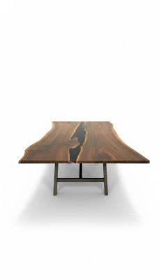 Mesa de comedor de mesa de río sólido 240x100 resina epoxi mar cascada