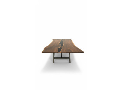 Mesa de comedor de mesa de río sólido 240x100 resina epoxi mar cascada