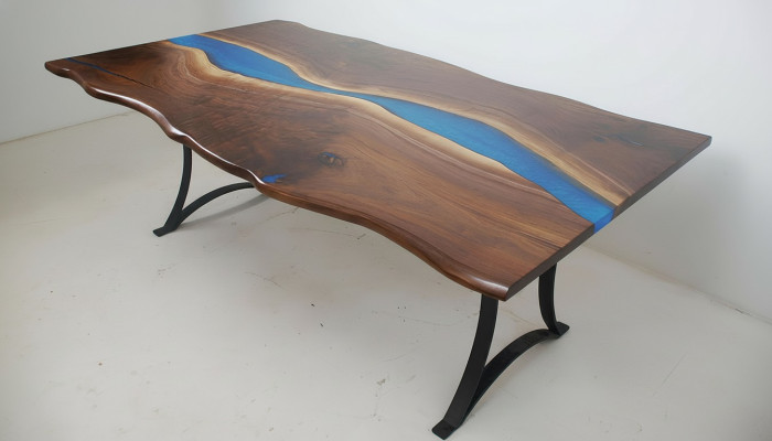 Mesa de comedor River Table madera maciza de 220x100 con resina epoxi