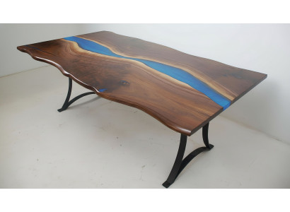 Mesa de comedor River Table madera maciza de 220x100 con resina epoxi
