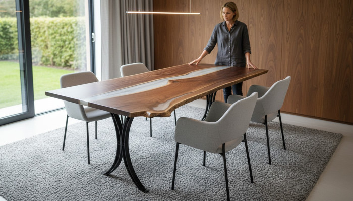 Mesa de comedor Mar Agua Río Madera real Mesa de río 220x110 Mesas