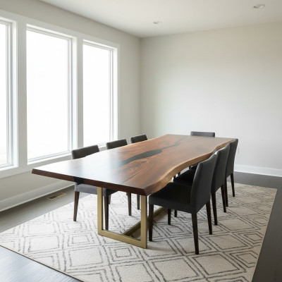 Mesa de comedor de resina epoxi de madera maciza de 240x100 River Table.